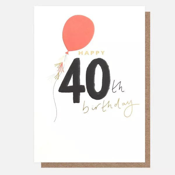 Happy 40th Birthday Balloon Card